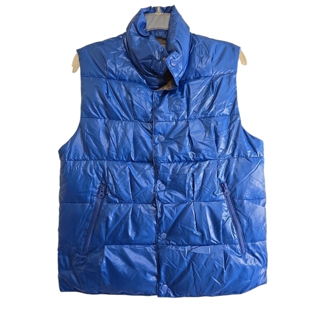 Vince Blue Puffer Vest Small Zip Pockets Quilted